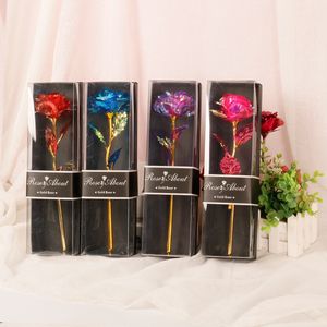 24k Gold Folie Rose Handwerk künstliche Blumen mit Geschenkbox Valentinstag Mütter Tag Geschenk Geburtstag Jubiläum Weihnachten