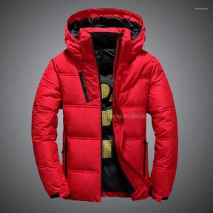 Männer Unten -20 Grad Winter Warme Männer Jacke Mantel Casual Herbst Stehkragen Puffer Dicken Hut Weiße Ente Parka männlichen Mit Kapuze