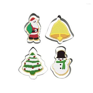 Baking Moulds 4Pcs/set Christmas Cookie Cutter Gingerbread Xmas Tree Mold Cake Decoration Tool Navidad Gift DIY Biscuit Mould