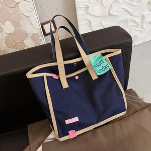 Evening Bags Trendy Color Contrast Canvas Large Capacity Shopping Women's Bag Ladies Fashion Handbags Buckle Underarm Commuter Shoulder