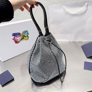 Crystal Bag Fashion Triangle Drawstring Women Handbag Bucket Wallets Removable Strap Shoulder Crossbody Bags Fashion Letter Silver Hardware Party Evening Purse