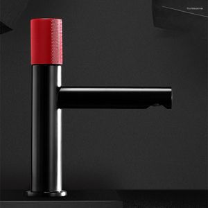 Bathroom Sink Faucets Solid Brass Basin Mixer & Cold Single Handle Deck Mounted Lavatory Copper Taps Gun Grey/Black Red