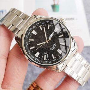 クラシックメンズウォッチジャパルツムーブメントエコドライブウォッチステンレススチールウォッチバンドdateday calender wristwatchライフスタイルWaterp227U