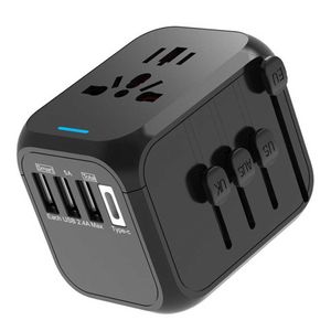 Universal Travel Adapter Worldwide allt i en internationell v￤ggladdare AC Plug-adapter med 5A Smart Power och 3.0A USB Type C f￶r 200 l￤nder 100V-250V