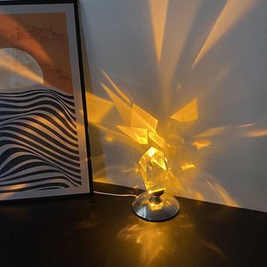 Lampor Diamond Crystal Table Lamp Shadow Bedside Desktop Atmosphereroom Decor Desk sovrum USB Chargeablesimple Night Light 1229