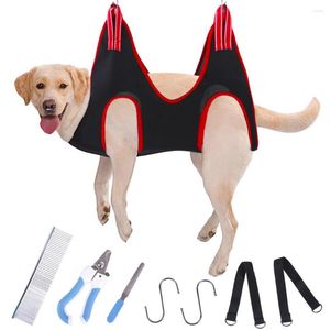 Hundkläder 3Colors Pet Grooming Hammock med Comb Nail Clipper File Dogs Cats Beauty Bath Drying Bag Set Cleaning Supplies