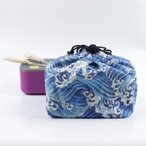 Förvaringspåsar lunchlåda påse bomull japansk bärbar miljövänlig förpackningsmåltid picknickarrangörer hem arrangör leveranser