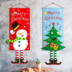 Weihnachtsdekorationen 10 stücke Ornamente Hängende Beine Kreative Schöne Schneemann Flagge Fenster Anhänger Wand Tuch Hause Dekoration Prop