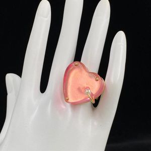Fashion Pink Heart Rijel Jelly Color Personality Rings For Women Lady Engagements Sieraden Geschenk 298NNN