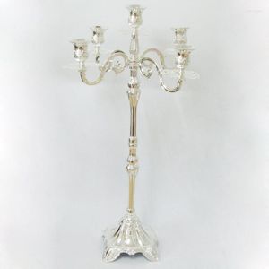 Candle Holders 65CM Height Candelabras Metal Silver Tall Candelabrum Stand Pillar Candlestick For Wedding Centerpiece Deco 03108