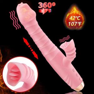 Kosmetyki Dildo Vibrator Język Lick Stick Flex Rotary Heating Giant Kobieta G Spot Clittoral Stymulacja masturbacja seksowna produkt