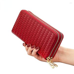 Pl￥nb￶cker Purse Patent Leather Women's Long Ladies Double Zipper Wallet Clutch Bag Design f￶r kvinnors pl￥nb￶cker