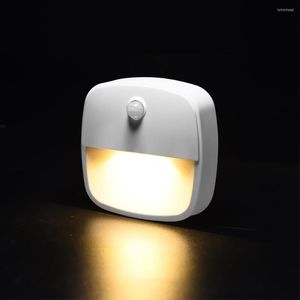 Nocne światła LED LED Light Pir Motion Motion czujnik garderoby Auto On/Off Lampa do szafki do szafy schodowe kuchenne