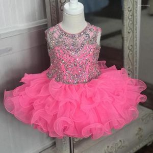 Flickakl￤nningar Little Miss Pageant Dress for Toddler Infant Baby Kid 2022 Cupcake GLITZ Formell f￶delsedag br￶llop g￤stfest kl￤nning