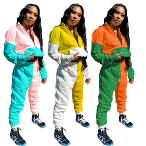 2024 Tasarımcı Kadın Trailtsits Street Giyim İki 2 Parça Set Stand Yakası Spor Giyim Hoodies Pantolon Bayanlar Ter Takımları Panel Kıyafetler Toptan 8953