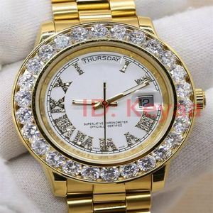 Diamonds Watch A2813 18K Mens President Day Date Diamond Watch Men Automatic Sapphire Оригинальные механические наручные часы2723