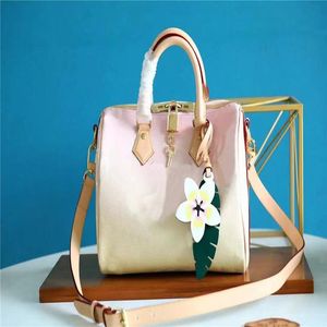 M45722 speedy bandouliere 25 handbag shoulder bags with a leather flower charm elegant lady Nano Crossbody Cardholder Women Key Po288H