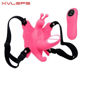 Skönhetsartiklar XVLEPS Trådlös fjärrkontroll Sele Strap On Panty Butterfly Vibrator Invisible Wearable G Spot Clitoral Stimulator Vibrators