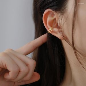 Backs Earrings 925 Sterling Silver Ear Ring Fashion Hollow Three-layer Twist Wave Spiral Circle Clip Without Hole False Girl Jewel