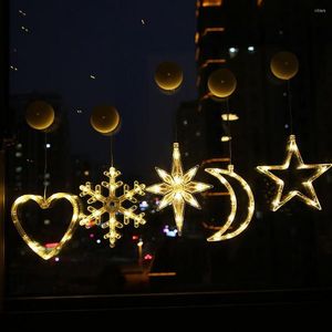 Kerstdecoraties LED -Lichten Batterij Powered Snowman Window Zuiging Cup Licht Tree Elk Chandelier