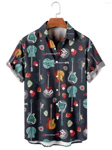 Mäns avslappnade skjortor Herrmode Y2K Hombre T-shirts Hawaiian Shirt Art Elements 3D Print mysig kort ärmstrand överdimensionerade kläder 15