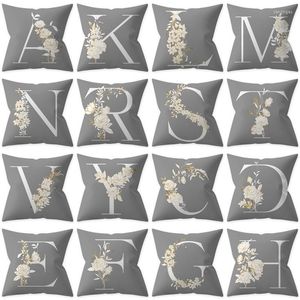 Pillow Throw Gray And Letters 45x45 Customizable Polyester White Yellow Pillowcase Nordic Decor For