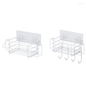 Kitchen Storage Sink Organizer Sponge Holder Drying Rack Spice Drainer Basket Bottle Shelf Rag Hanger