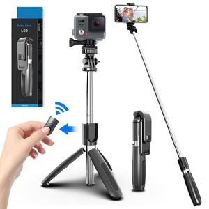 Treppiede pieghevole e monopiede universale L02 Bluetooth Wireless Selfie Stick per smartphone Gopro Sports Action Camera
