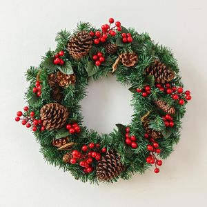 Christmas Decorations American Pine Cone Green Leaf Red Fruit Garland Door Hanging Simulation Ornament