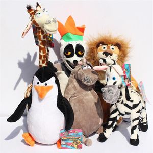 Madagascar Alex Marty Melman Gloria Plush Toys Lion Zebra Giraf Monkey Penguin Hippo Soft Toys 25cm 6pcs Lot2012