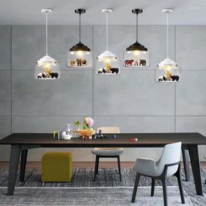 Pendant Lamps Moderrn Creative Thickened Glass Chandelier Bedroom Restaurant Cafe Clothing Store Children's Room Cartoon Animal