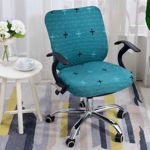 Chair Covers Universal Printing Office Swivel Cover Linen Pure Color Stretch Split Back Cushion