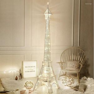 Lâmpadas de piso Eiffel Tower Lâmpada de design criativo de ponta simples quarto quente atmosfera artística quente luz LED LED