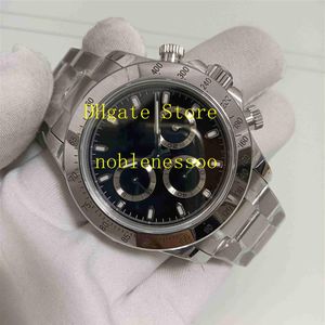 Gerçek Po Men's ETA 7750 Hareket Kronograf Klasik Erkekleri İzle 40mm 116520 Siyah Dial Otomatik Chrono Safir Cam Brace210F