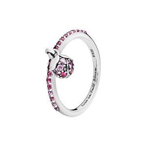 Ringos de flor de pêssego rosa com caixa original para Pandora autêntica jóias de festa de moda de prata esterlina para mulheres meninas CZ Diamond Girlfriend Gift Wedding Ring de casamento