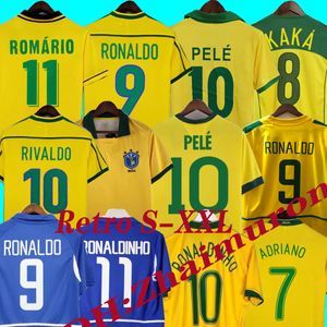 1957 1970 1998 2002 BRASILIING RETRO camisas de futebol PELE VINTAGE CLASSIC RONALDO RIVALDO RONALDINHO BRASILS 1994 Home Away uniformes Football shirt camiseta