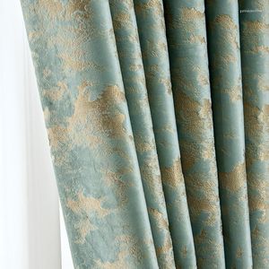 Curtain American Luxury Light Green Bronzing Velvet Blackout Curtains For Living Room Bedroom Villa Home Decor Drapes Custom #4