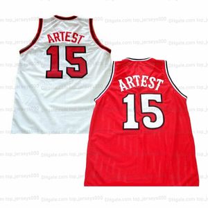 Maglia da basket personalizzata Ron Artest # 15 St John bianco rosso cucito qualsiasi nome numero taglia S-4XL