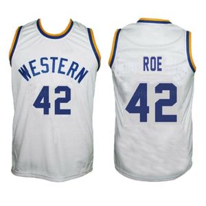 Maglia da basket personalizzata Ricky Roe # 42 Western Blue Chips Film Bianco cucita Qualsiasi nome Numero Taglia S-4XL 5XL 6XL