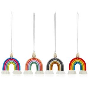 Anhänger bunte Handarbeit Baumwolle Seil Weben Regenbogen Quaste hängen Auto Garten Home Decor RRA860