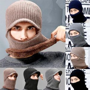 Vinter termisk fleece balaclava hatt män ski ansikte nacke varm mössa mössa utomhus ull stickad snö halsduk gary blå svarta hattar262q