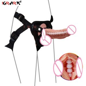 Itens de beleza Strap-on Realistic Dildo Pants Sexy Toys para homens Casal casal