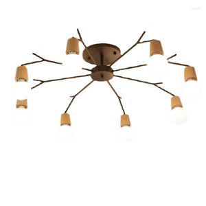 Lampy wiszące nordycka drewniana sztuka żyrandol ciepła sypialnia osobowość kreatywna nowoczesna umowa gałąź do dekoracji salonu