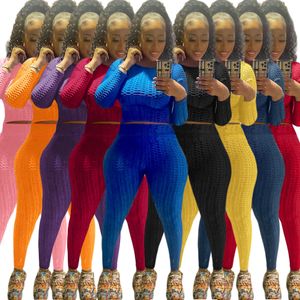2024 Tasarımcı Kadınların Takipleri Sıradan Katı Spor Giyim İki 2 Parçası Pantolon Seti Kılıf Elastik Bayanlar Kıyafetleri Külot Taytlar Plus Boyut Yoga Takımları Toptan 8724