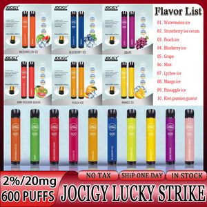 Autentisk eng￥ngs e-cigaretter Jocigy Lucky Strike 600 puffar per pod ungef￤r motsvarande 24 cigaretter 2 ml eng￥ngsbatteri 400 mAh puff 600