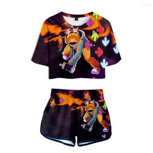 Men's T -skjortor 3d Summer Friday Night Funkin Set Sexiga korta toppar Shorts Elastic midja kostym Hip Hop Fashion Punk Style Streetwear Två bit