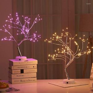 الثريات LED NIGHT LIGHT MINI Christmas Tree Tree Copper Wire Lamp Lamp Kids Bedroom Decoration PAK55