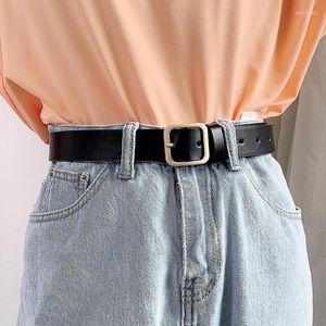 Gürtel 2022 PU für Jeans Hosen Chic Vintage Strap Weibliche Bund Leder Gürtel Frauen Platz Pin Schnalle Schwarz