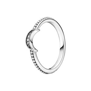 Anel de lua crescente feminino com miçangas de prata esterlina real com caixa original para pandora moda festa joias anéis bonitos para presente de namorada