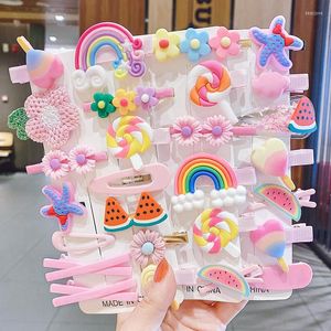 Hair Accessories 14Pcs/Set Kids Cute Accessorices Korean Children Hairclips Sweet Color Girls Hairdresses For Gifts Hairpins